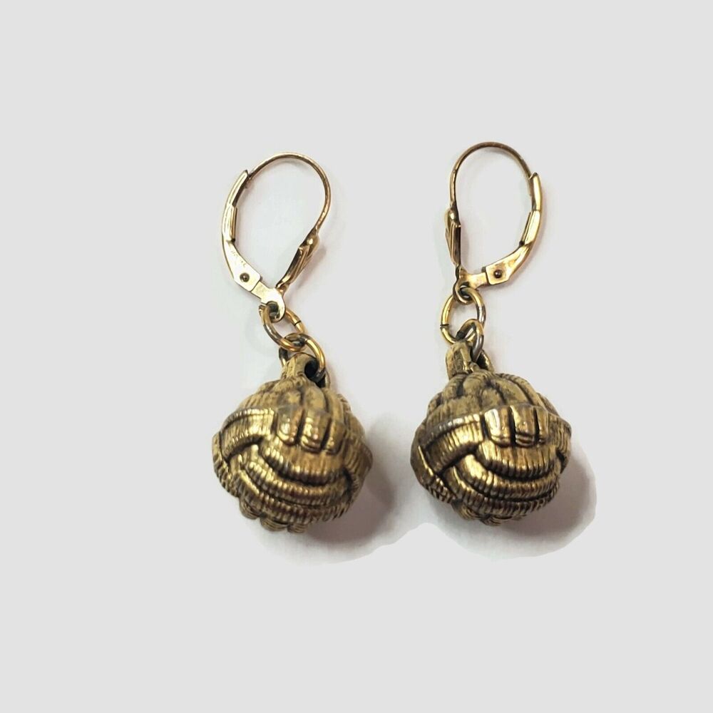 Cute Gold Tone Ball Bead 14k Gold Filled Leverback Earrings
